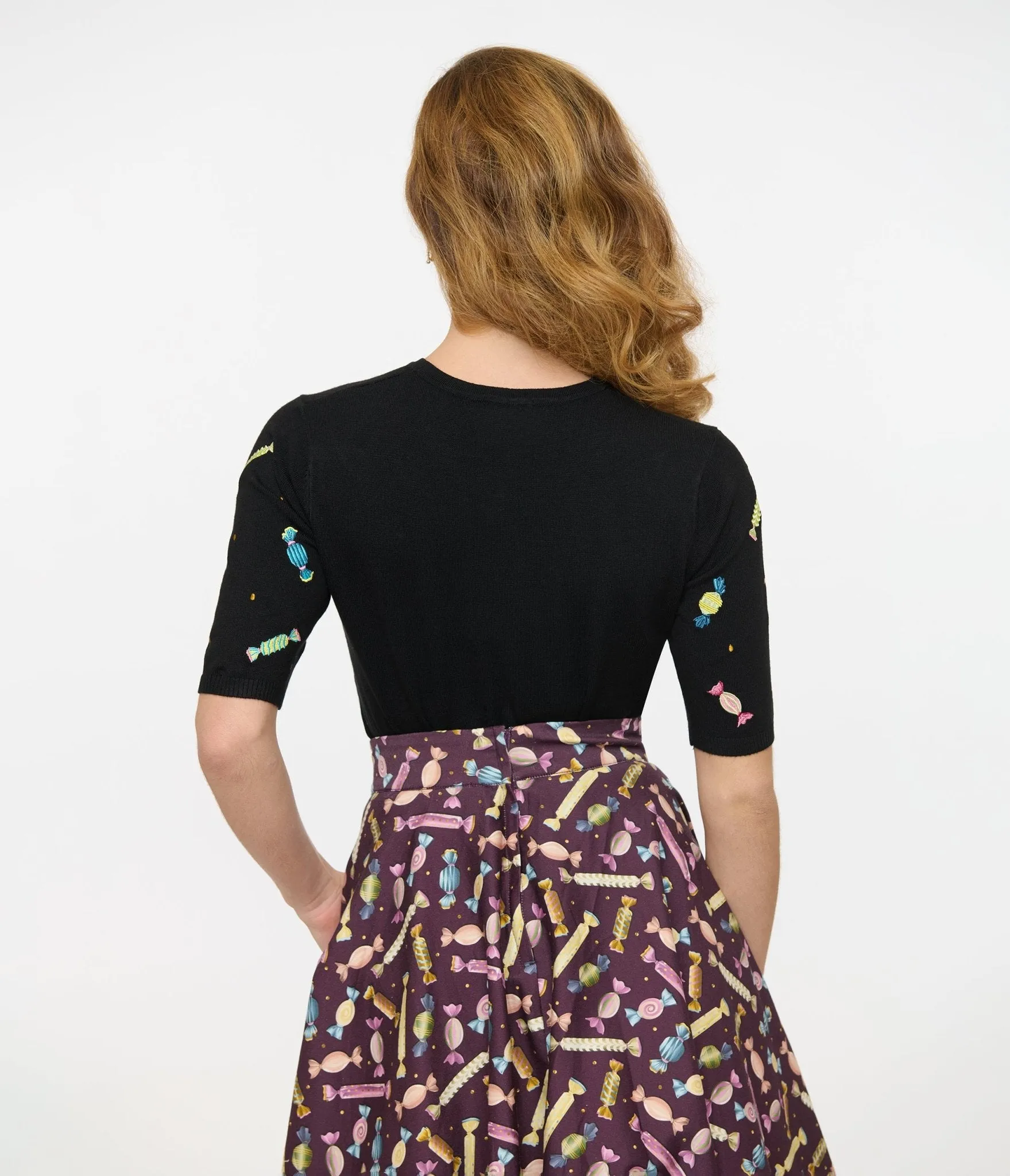 Royal Monk 1950s Black & Rainbow Candy Sweater sold by Unique Vintage product image thumbnail 2