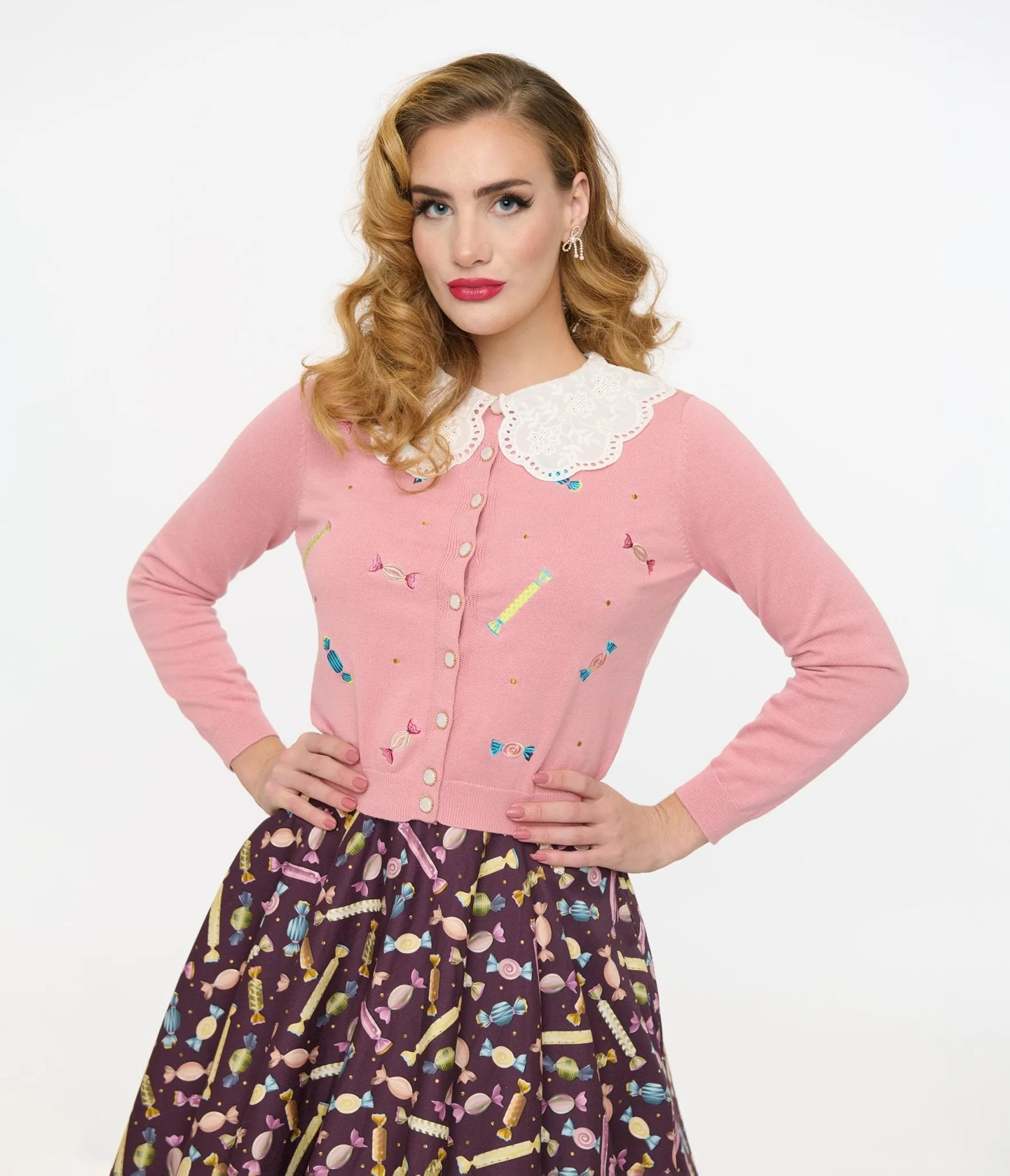 Royal Monk 1950s Pink Candy Cardigan sold by Unique Vintage product image thumbnail 3