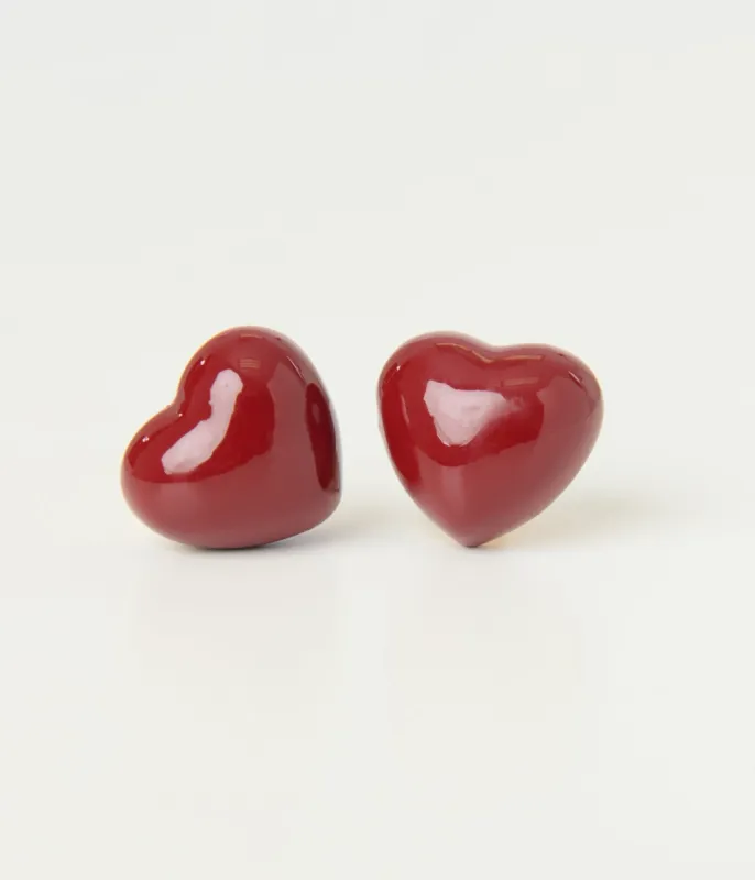 Banned Burgundy Lucky Heart Earrings sold by Unique Vintage