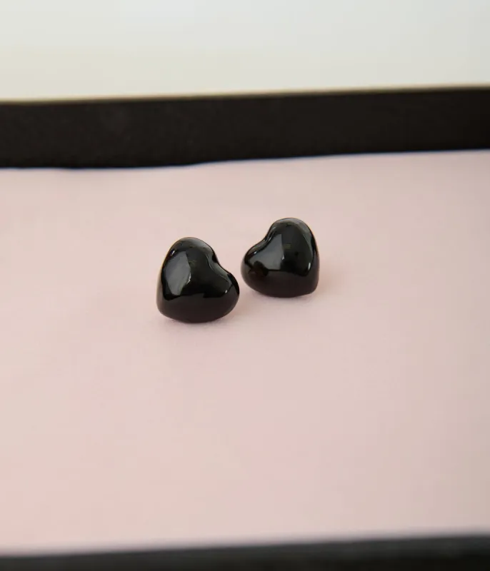 Banned Black Lucky Heart Earrings sold by Unique Vintage