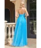 Cinderella Divine Ocean Blue Keyhole Sparkle Prom Gown sold by Unique Vintage