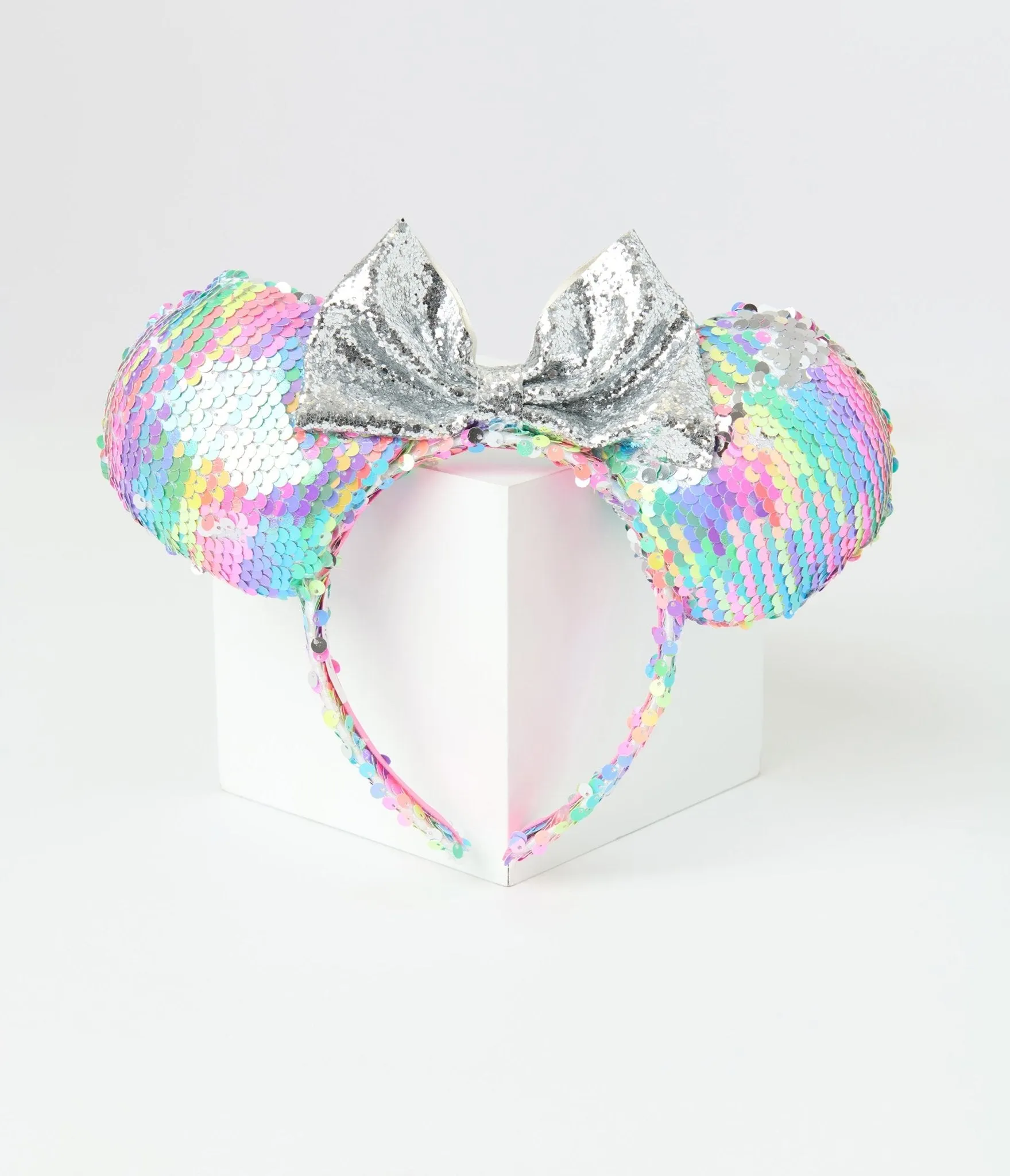 Minnie Mouse Pastel Rainbow Sequin Plush Headband sold by Unique Vintage product image thumbnail 2