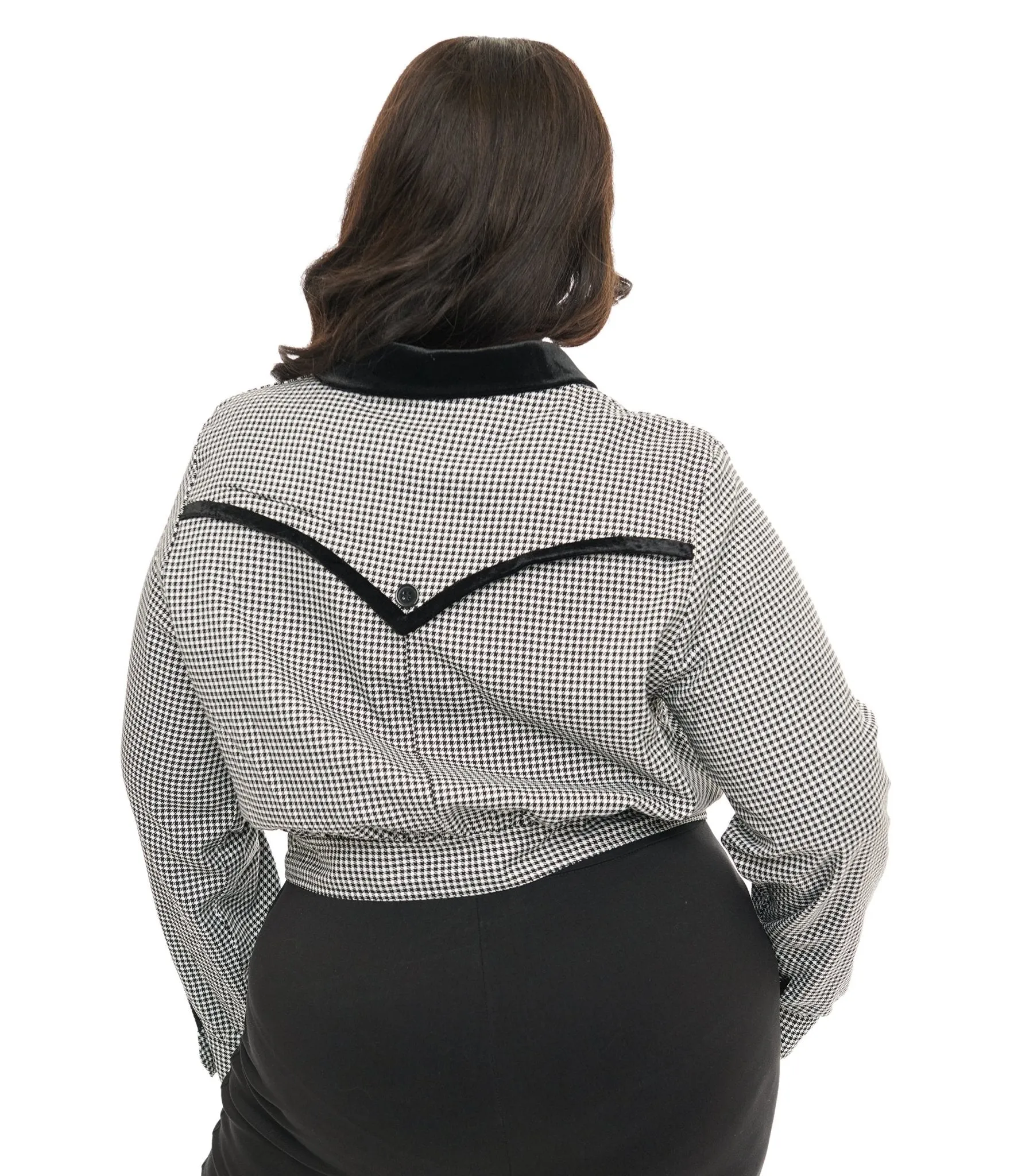 Hell Bunny Plus Size 1940s Black & White Houndstooth Teddy Jacket sold by Unique Vintage product image thumbnail 2