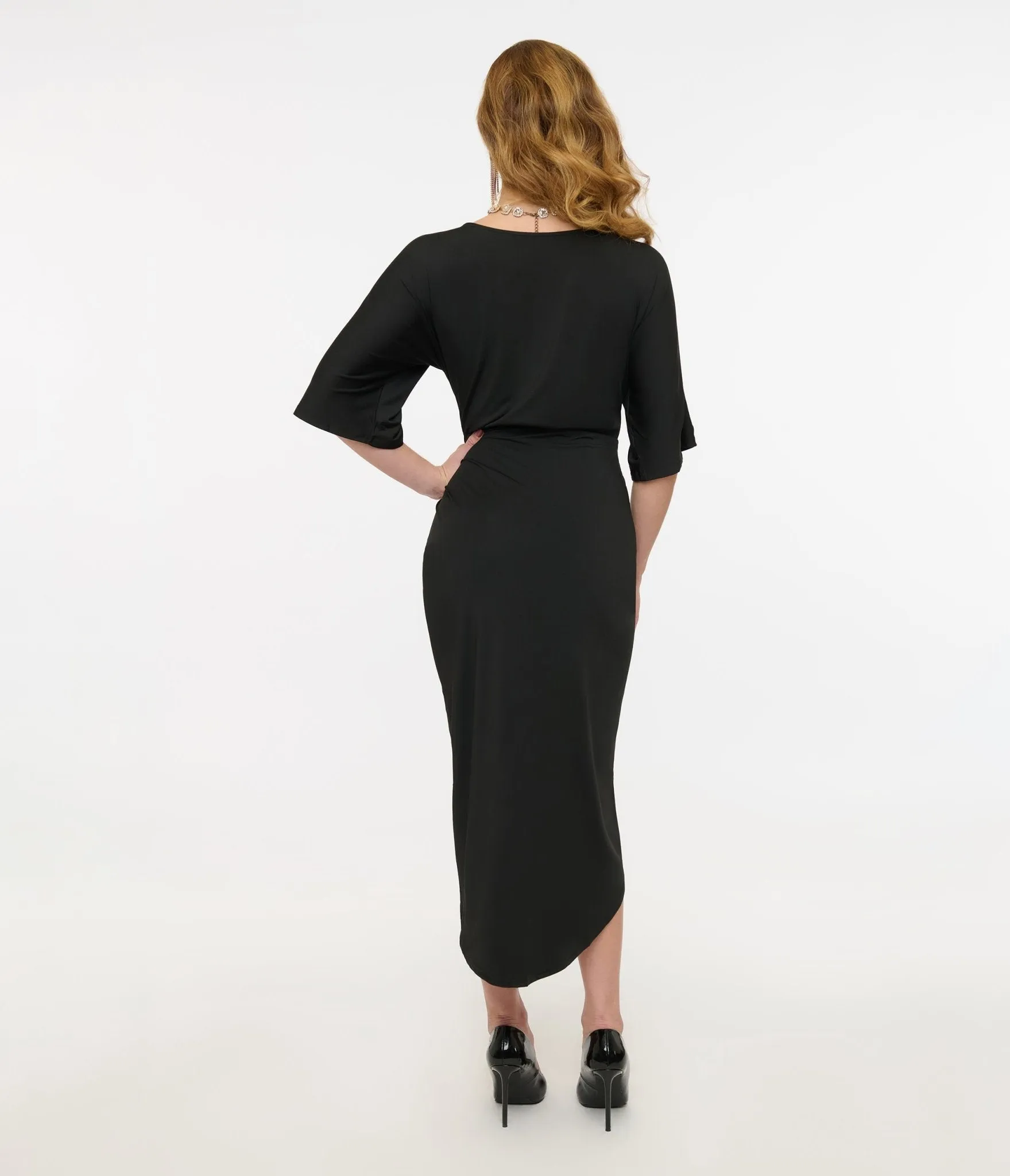 Black Ruched Pencil Dress sold by Unique Vintage product image thumbnail 3