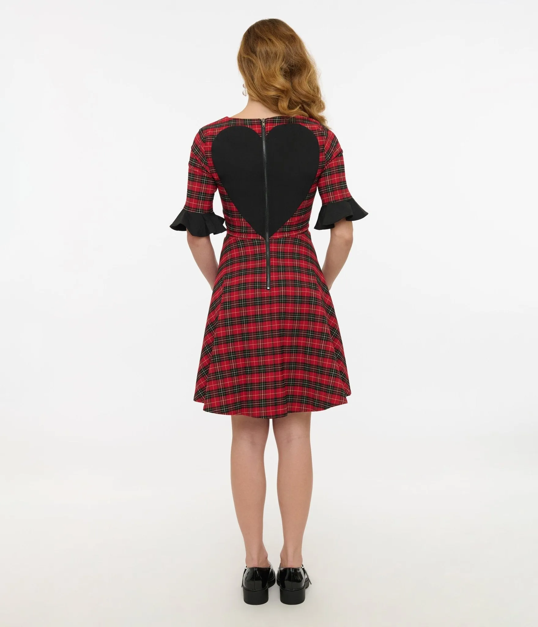 Jawbreaker Red Tartan & Black Heart Mini Dress sold by Unique Vintage product image thumbnail 3