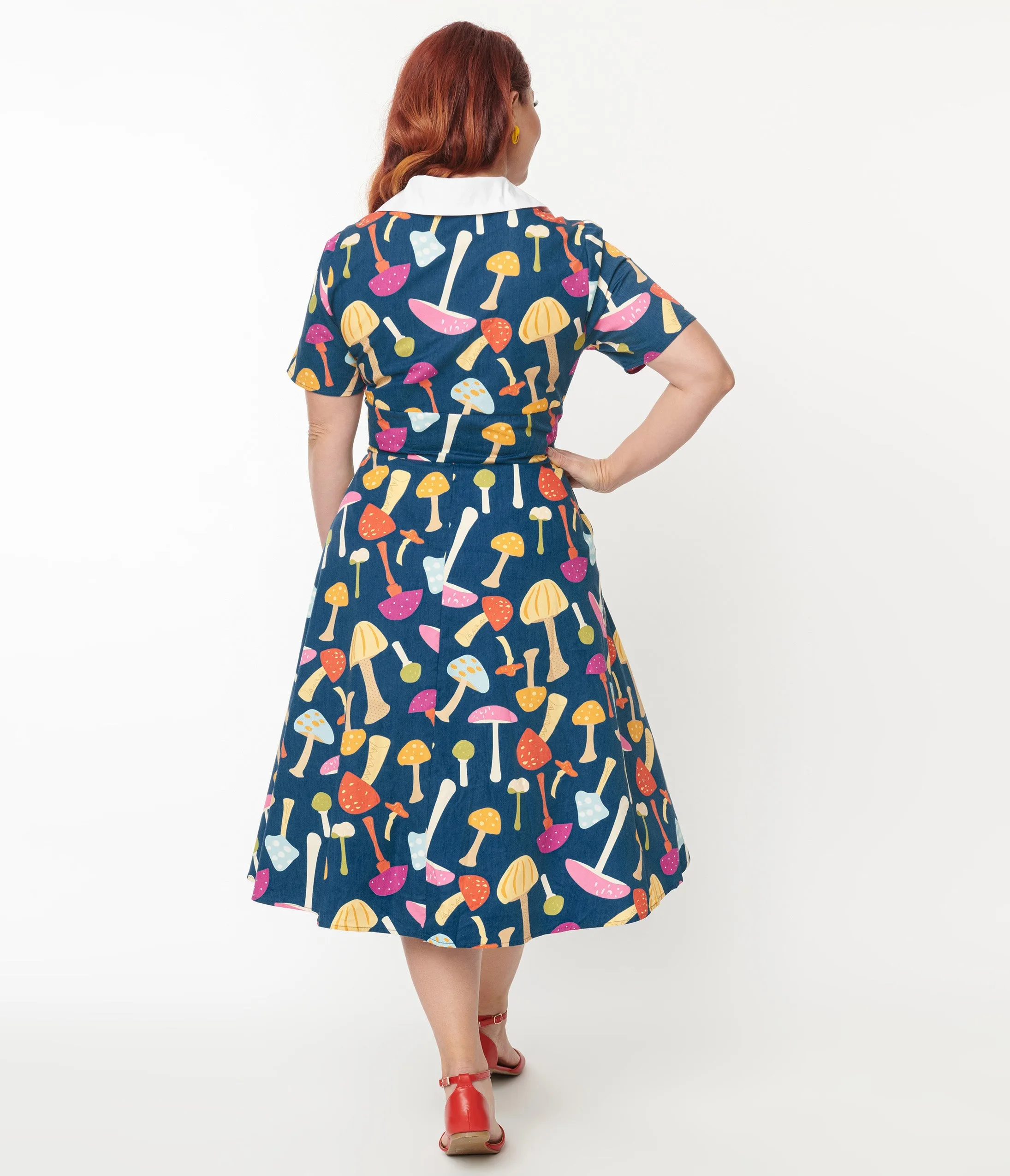 Unique Vintage Plus Size Teal & Multicolor Mushroom Swing Dress sold by Unique Vintage product image thumbnail 3