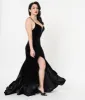 Black Velvet Ruffled Mermaid Sexy Long Dress sold by Unique Vintage