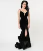 Black Velvet Ruffled Mermaid Sexy Long Dress sold by Unique Vintage