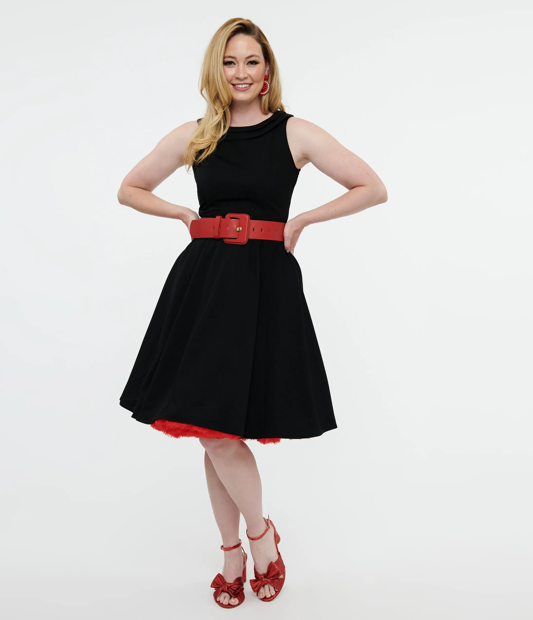 1950s Black Swing Dress sold by Unique Vintage product image thumbnail 3