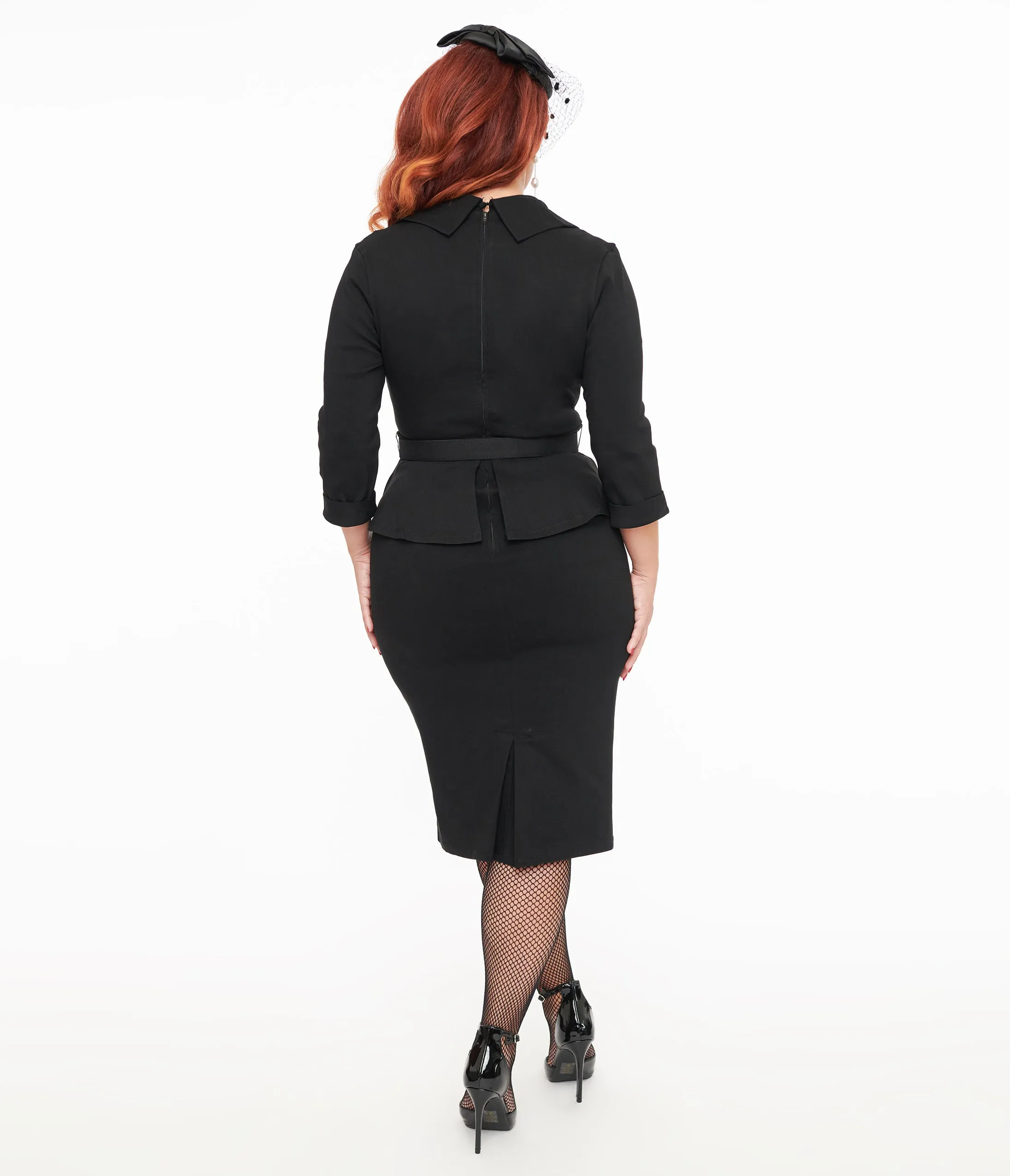 Unique Vintage Black Peplum Cooper Suit Pencil Dress sold by Unique Vintage product image thumbnail 2