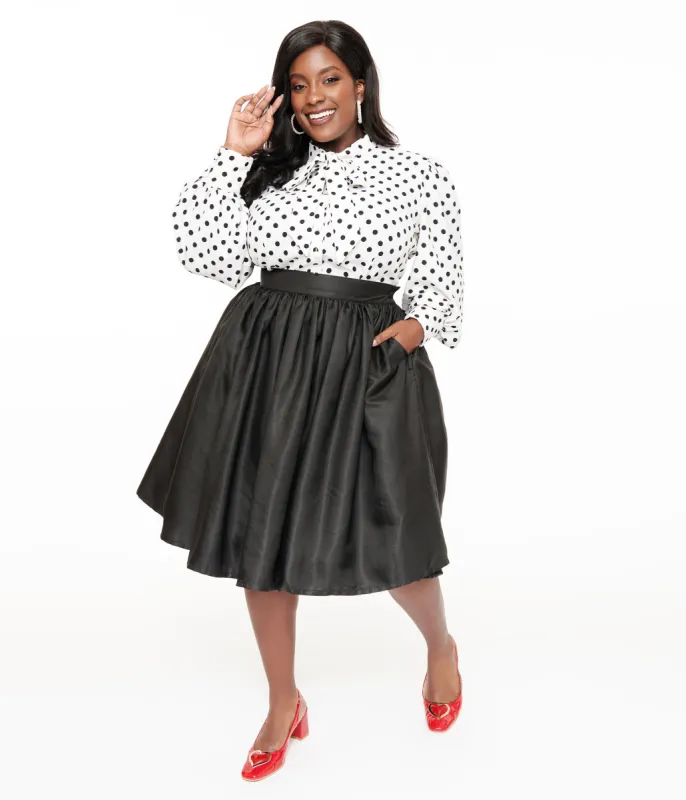 Unique Vintage Plus Size 1950s Black Cotton Gellar Swing Skirt sold by Unique Vintage