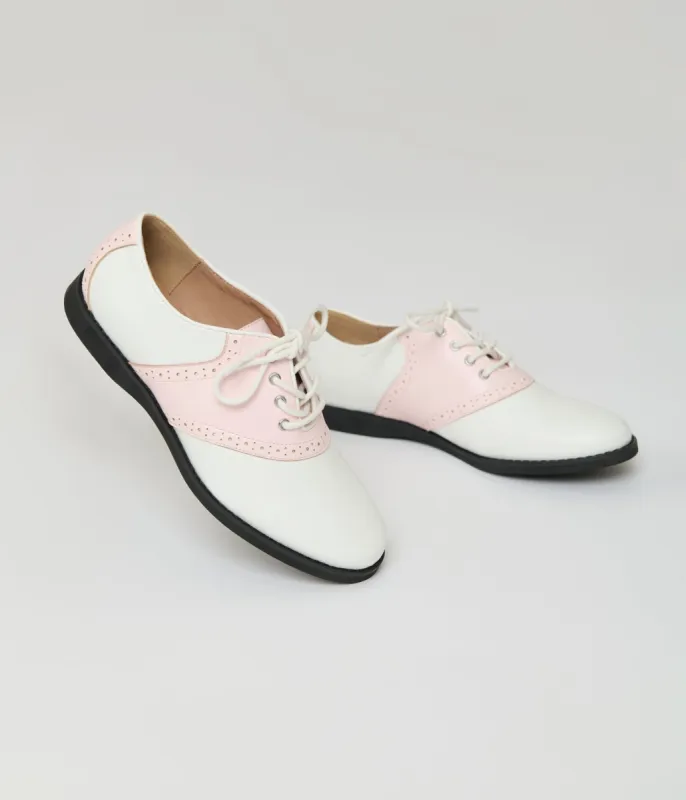 Chelsea Crew 1950s Pink & White Rizzo Saddle Oxford Shoes sold by Unique Vintage