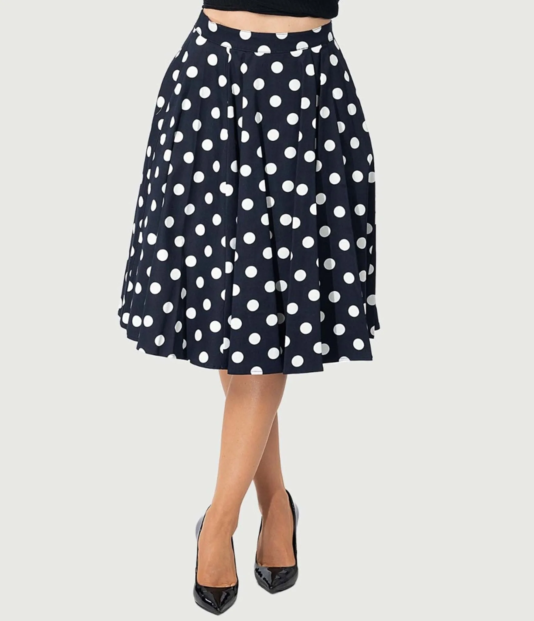 Eva Rose 1950s Black & White Polka Dot Flare Skirt sold by Unique Vintage product image thumbnail 2