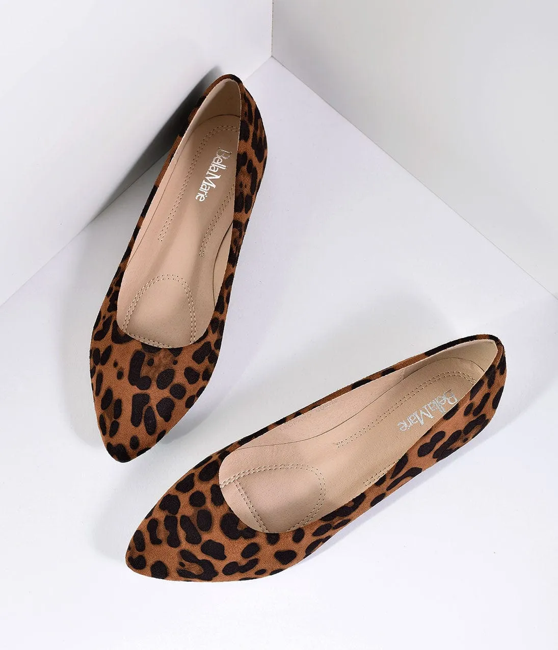 Leopard Print Suede Pointed Toe Flats sold by Unique Vintage
