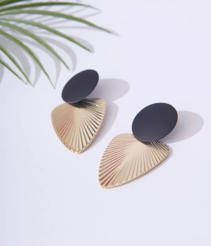 Black & Gold Leaf Drop Earrings sold by Unique Vintage