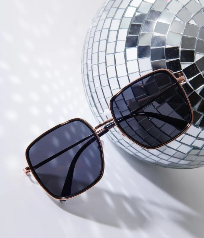 Black & Rose Gold Square Sunglasses sold by Unique Vintage