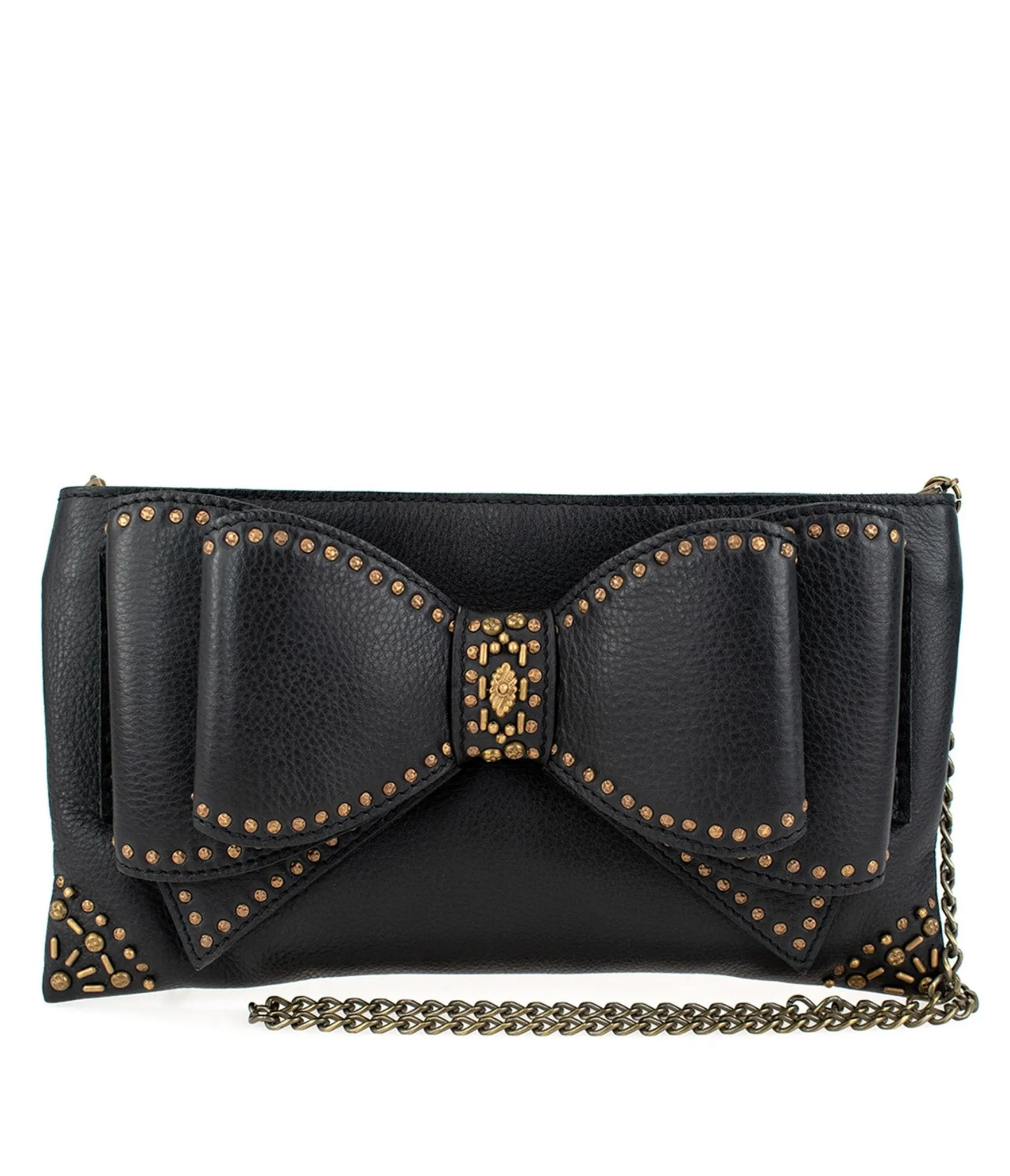 Mary Frances Black Leather Bowed Over Handbag sold by Unique Vintage