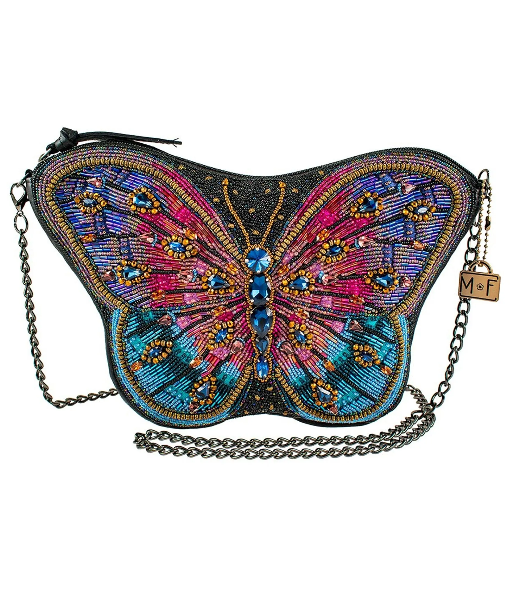 Mary Frances Pink & Purple Beaded Butterfly Crossbody Bag sold by Unique Vintage