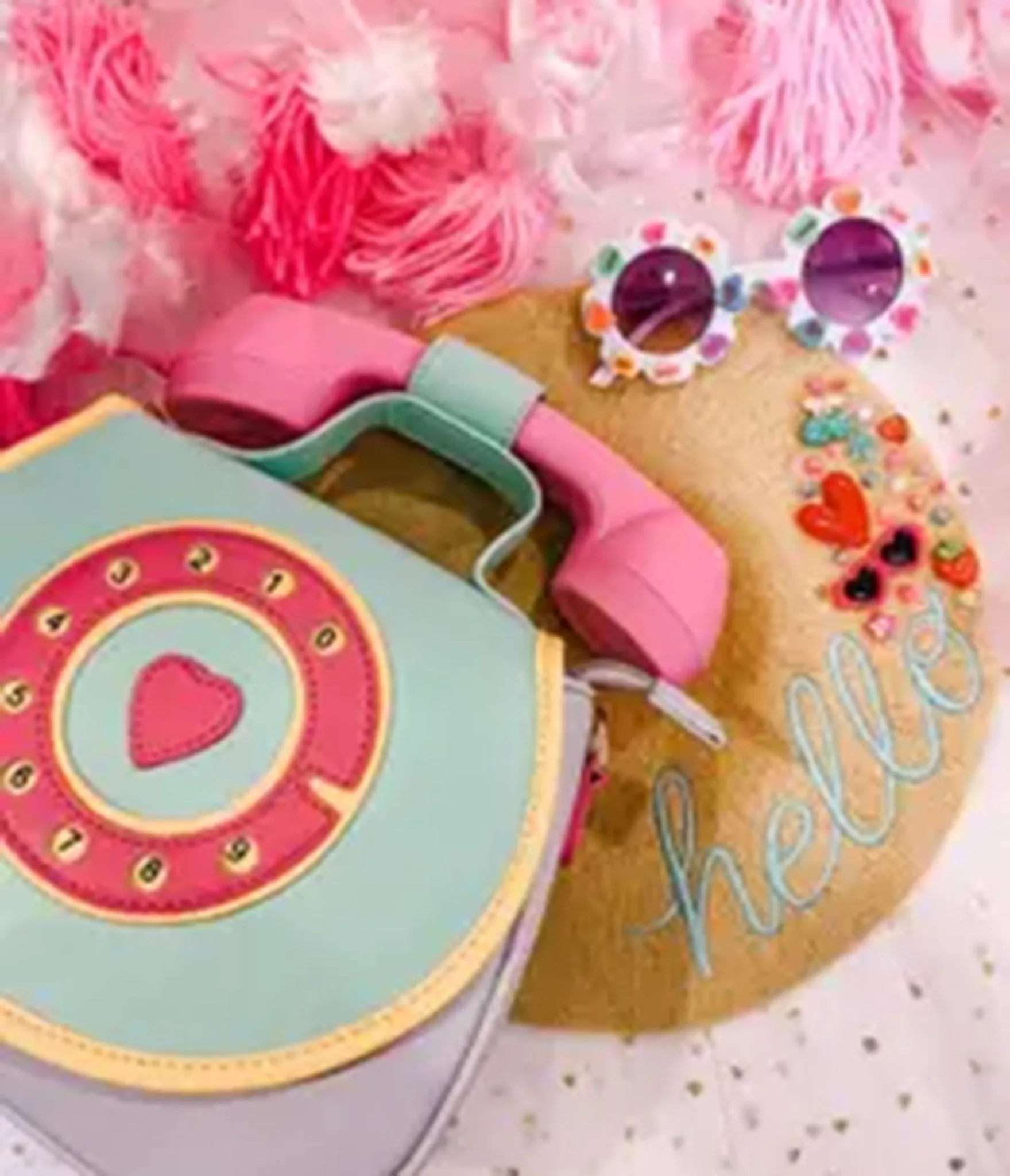 Pink & Green Ring Ring Phone Convertible Handbag sold by Unique Vintage product image thumbnail 2