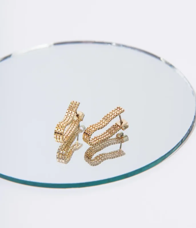Gold Box Chain Earrings sold by Unique Vintage