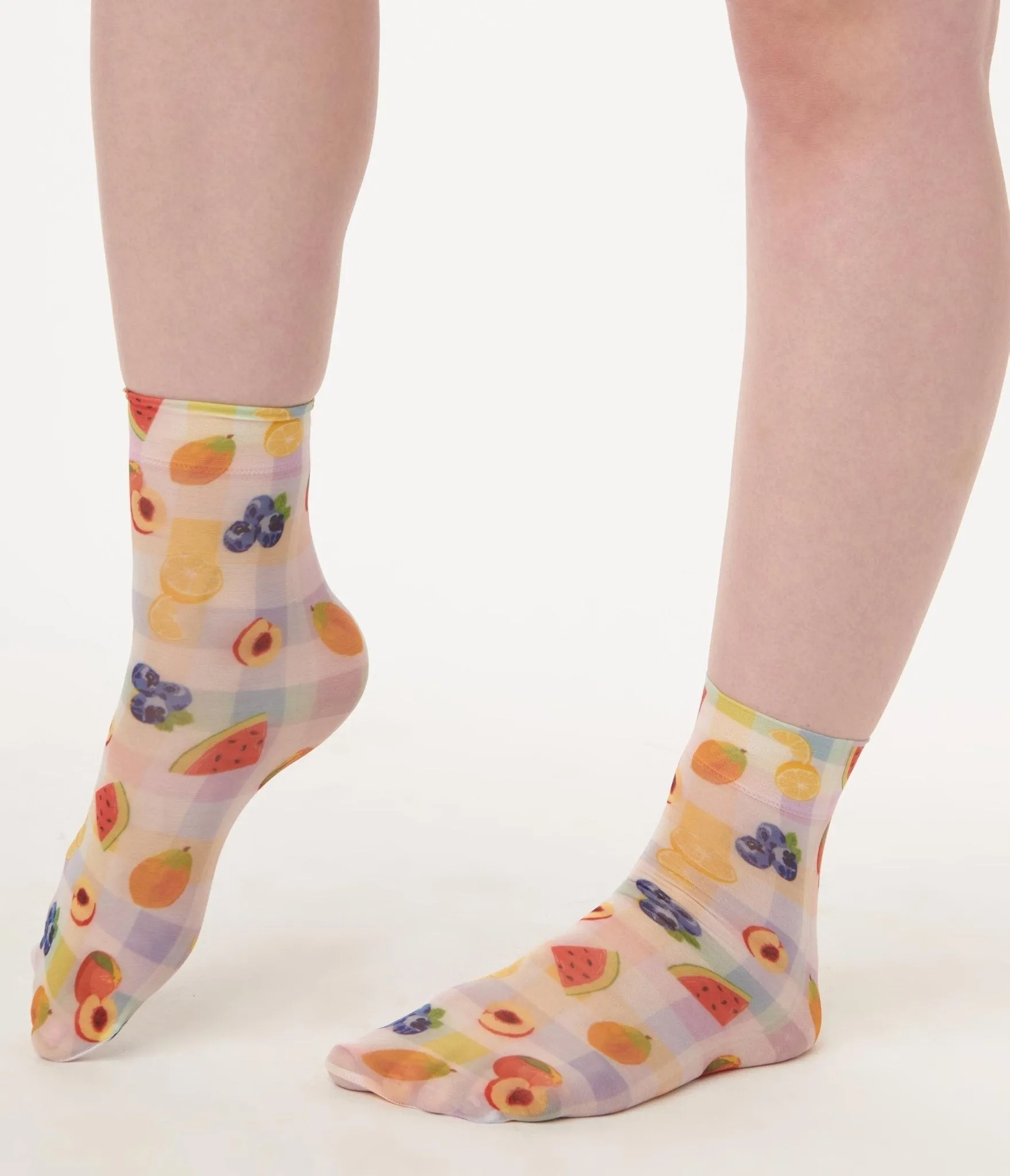 Gingham Fruit Sheer Crew Socks sold by Unique Vintage product image thumbnail 4