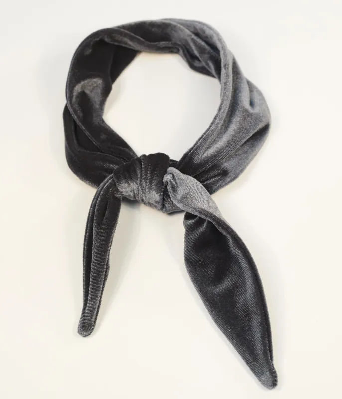 Dark Grey Velvet Scarf made by Unique Vintage