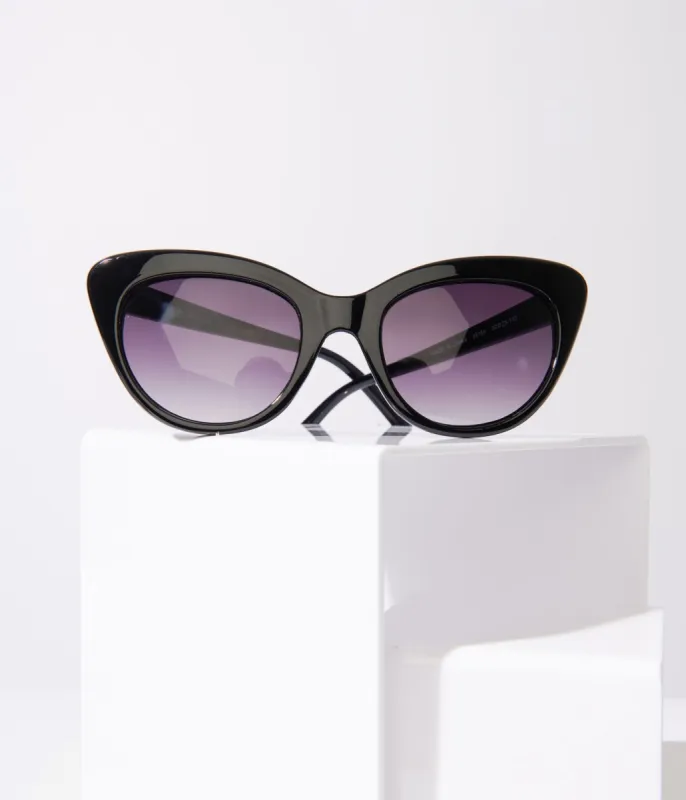 Black & Purple Tint Rounded Cat Eye Sunglasses sold by Unique Vintage