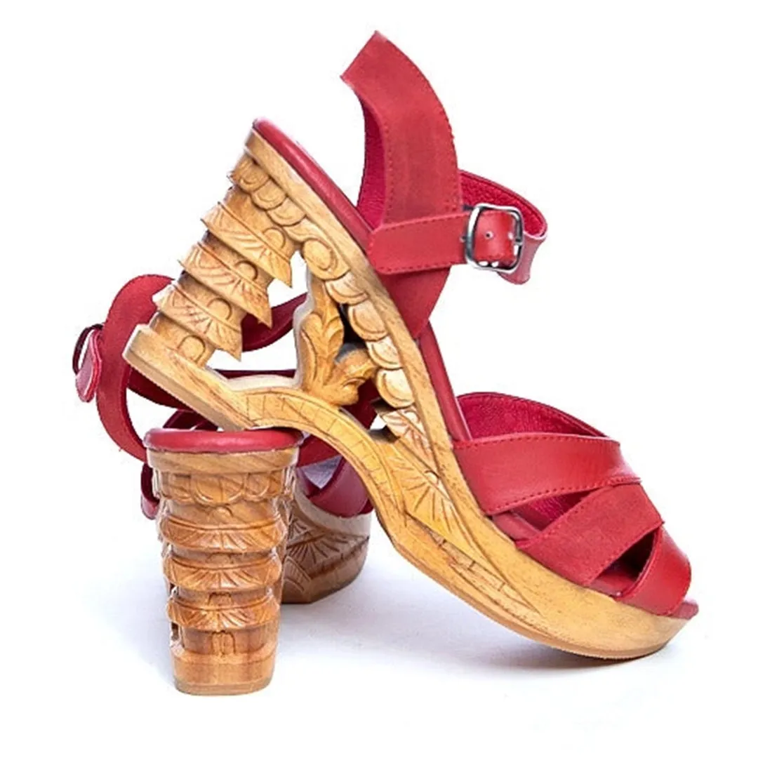 Lucky Lou Shoes Pagoda Red Suede Wedges sold by Unique Vintage product image thumbnail 2