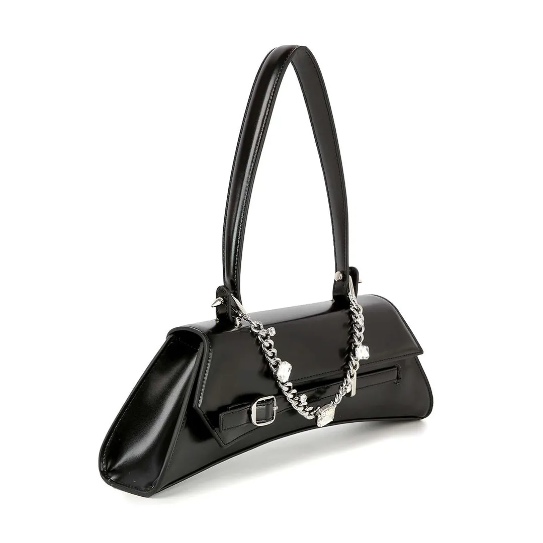 Black Chain & Rhinestone Accented Unique Handbag sold by Unique Vintage product image thumbnail 2