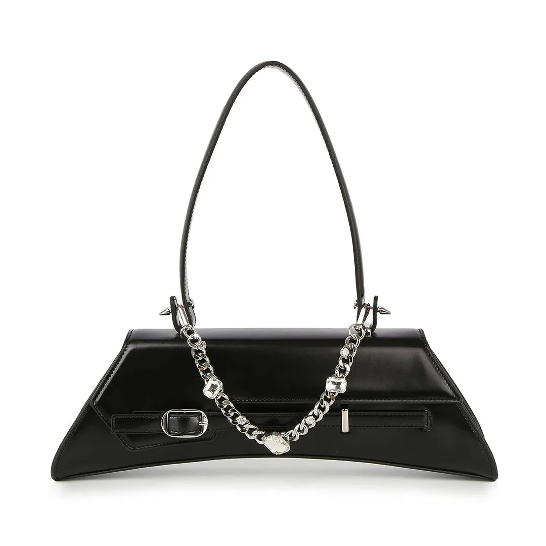 Black Chain & Rhinestone Accented Unique Handbag sold by Unique Vintage