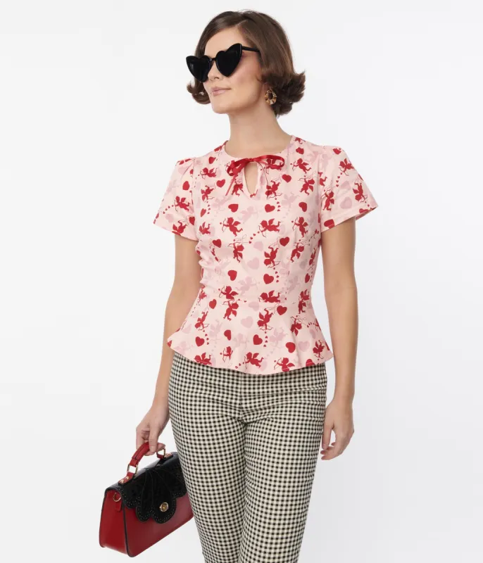 Collectif Pink Sibley Cupid Top sold by Unique Vintage