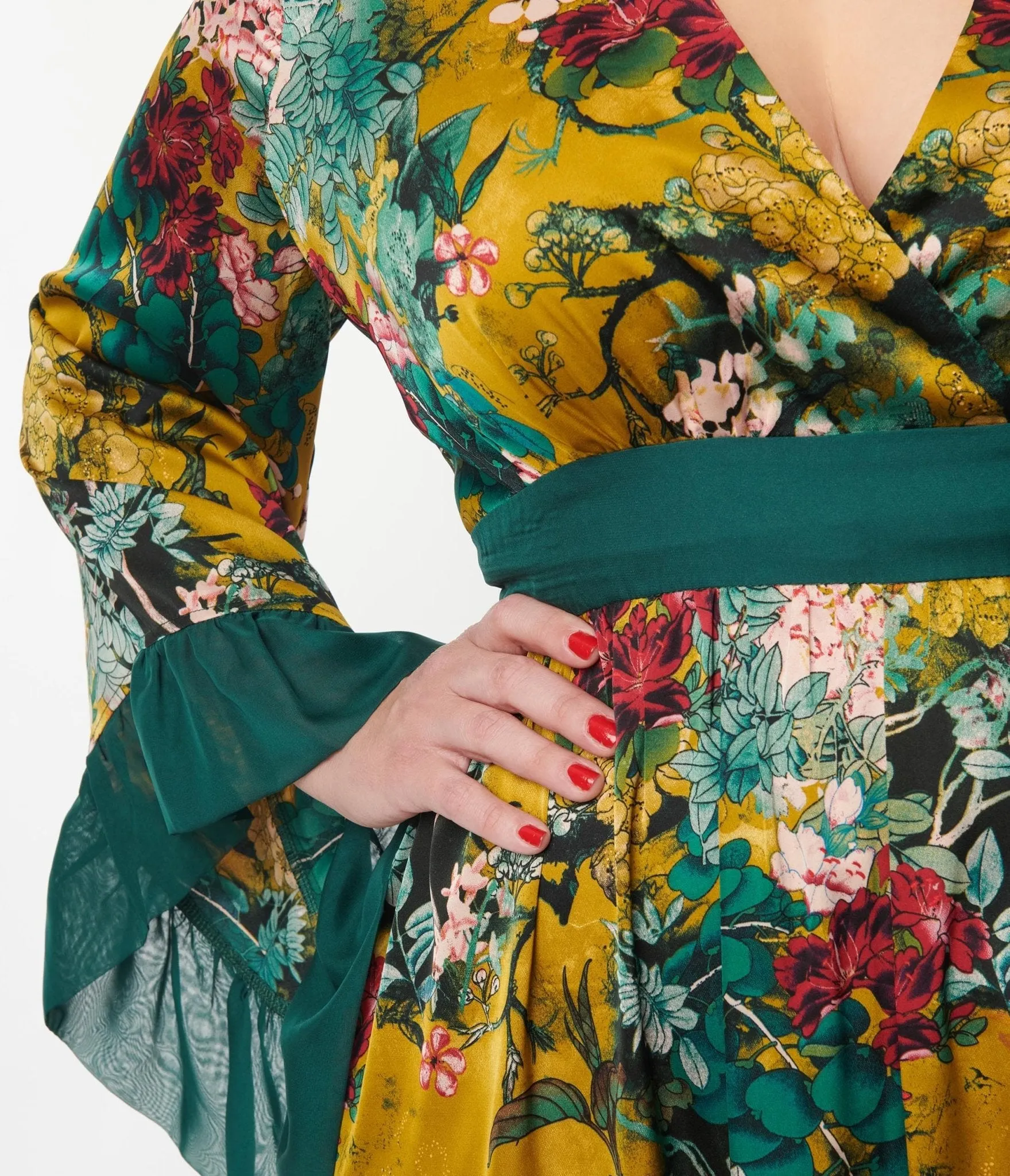 Unique Vintage Yellow & Teal Floral Print Maxi Dress sold by Unique Vintage product image thumbnail 2
