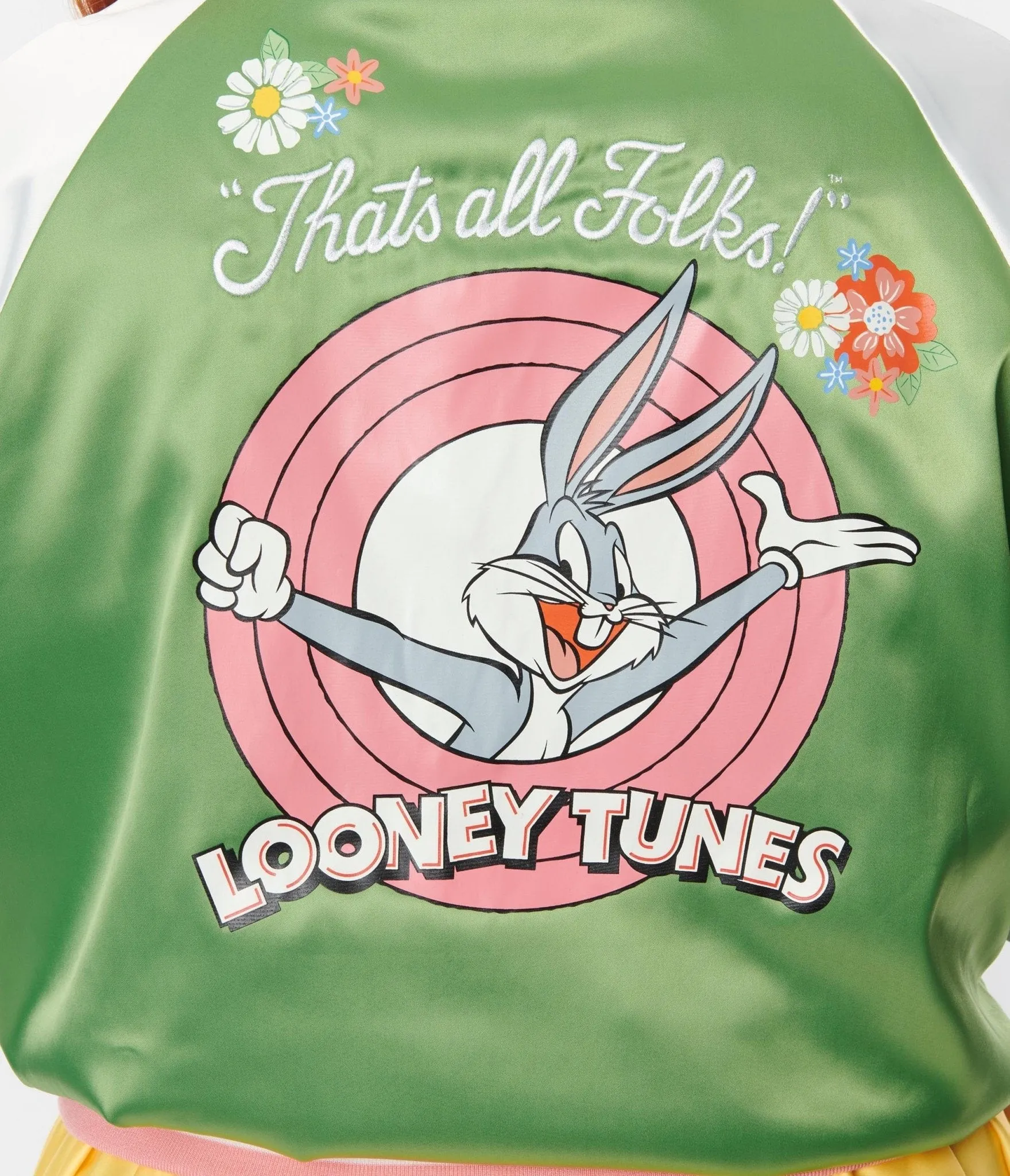 Bugs Bunny x Unique Vintage Plus Size Green Satin Bomber Jacket sold by Unique Vintage product image thumbnail 2