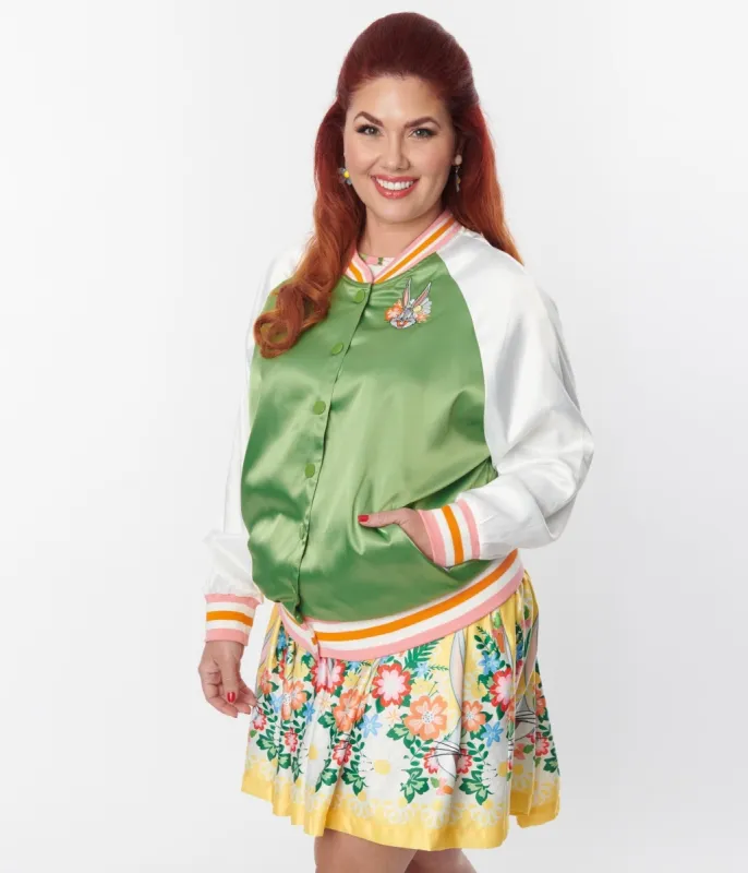 Bugs Bunny x Unique Vintage Plus Size Green Satin Bomber Jacket sold by Unique Vintage