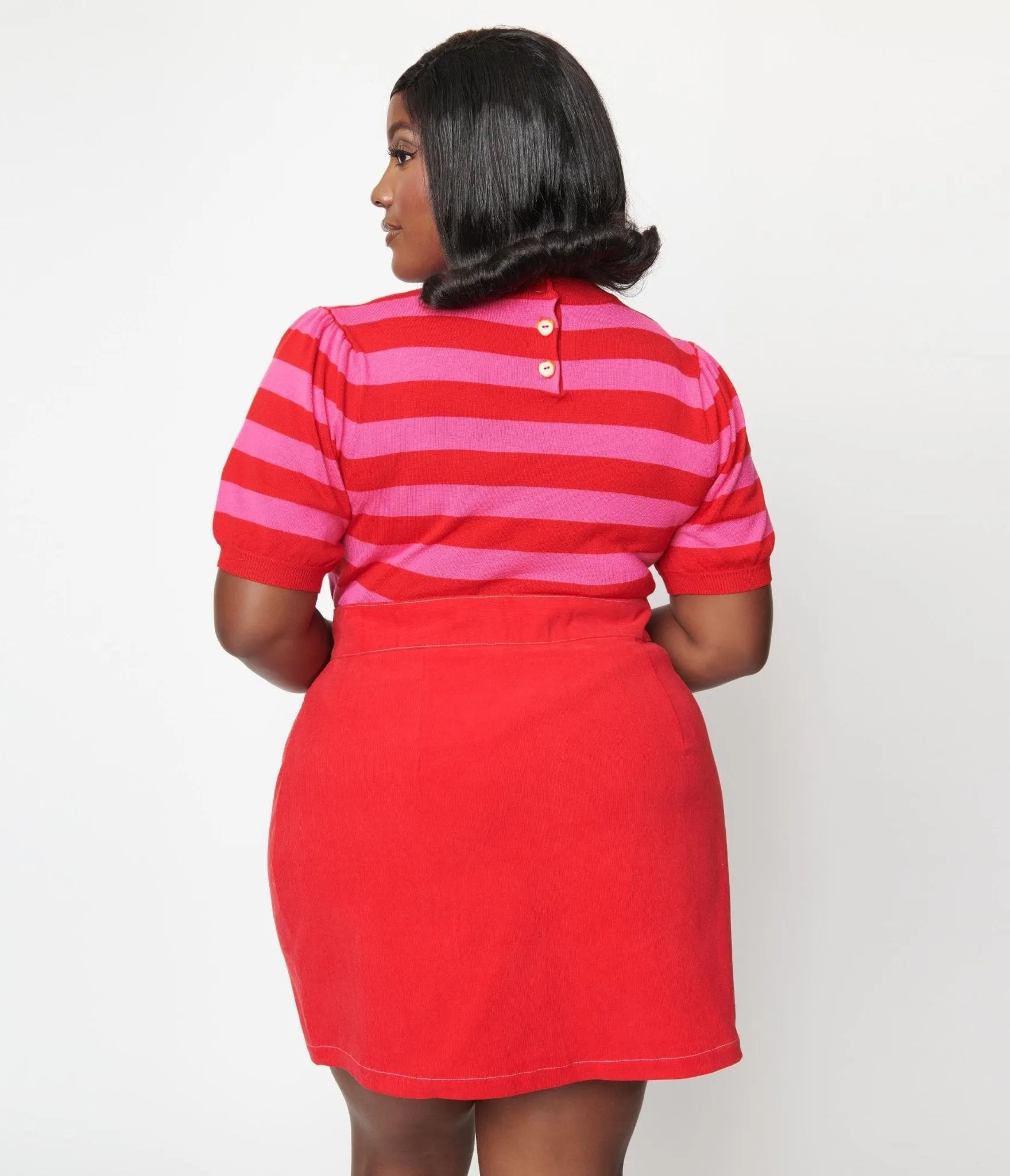 Smak Parlour Plus Size Red & Pink Stripe Keyhole Heart Sweater sold by Unique Vintage product image thumbnail 3