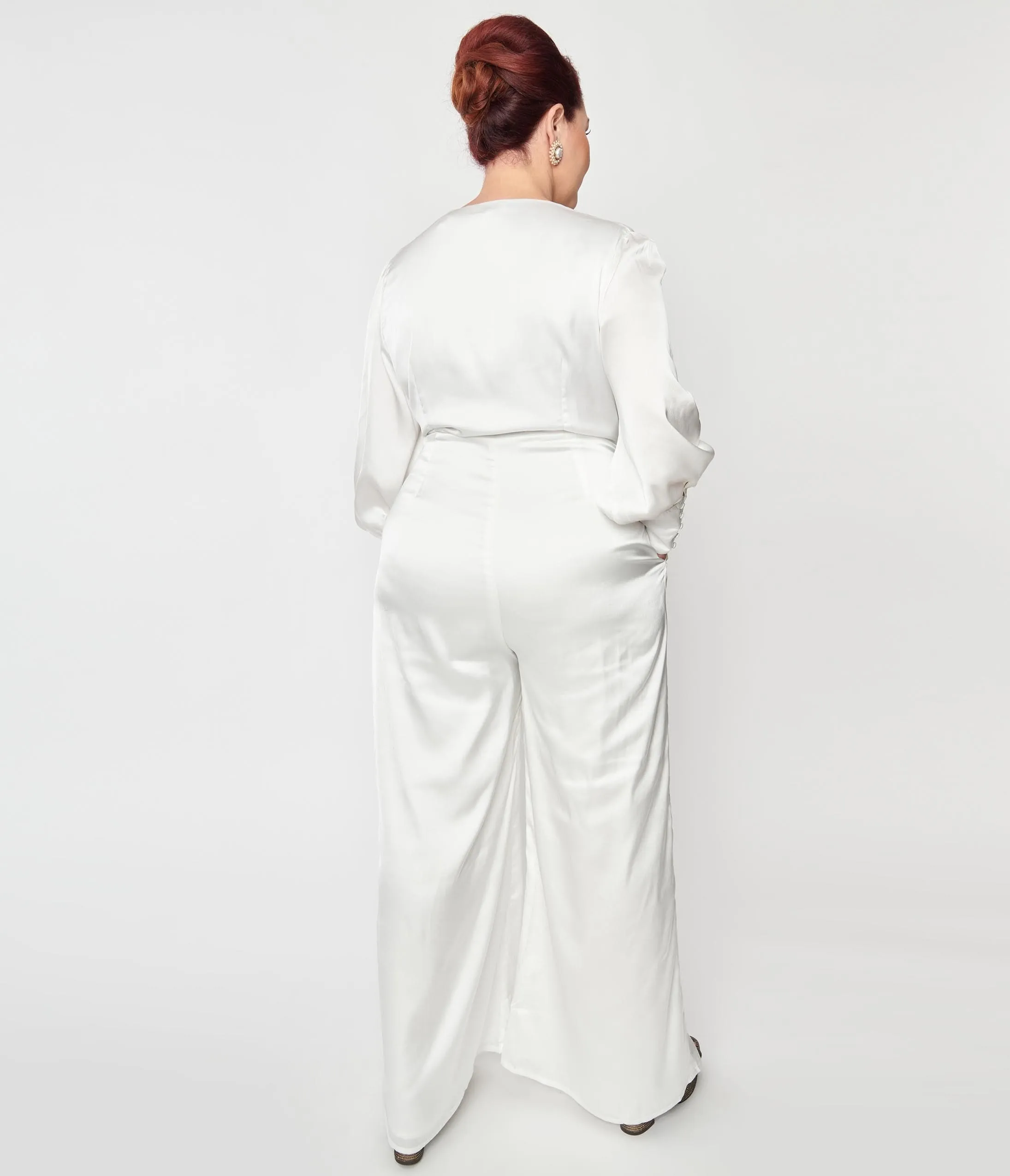 Plus Size Ivory Satin Marina Jumpsuit sold by Unique Vintage product image thumbnail 2