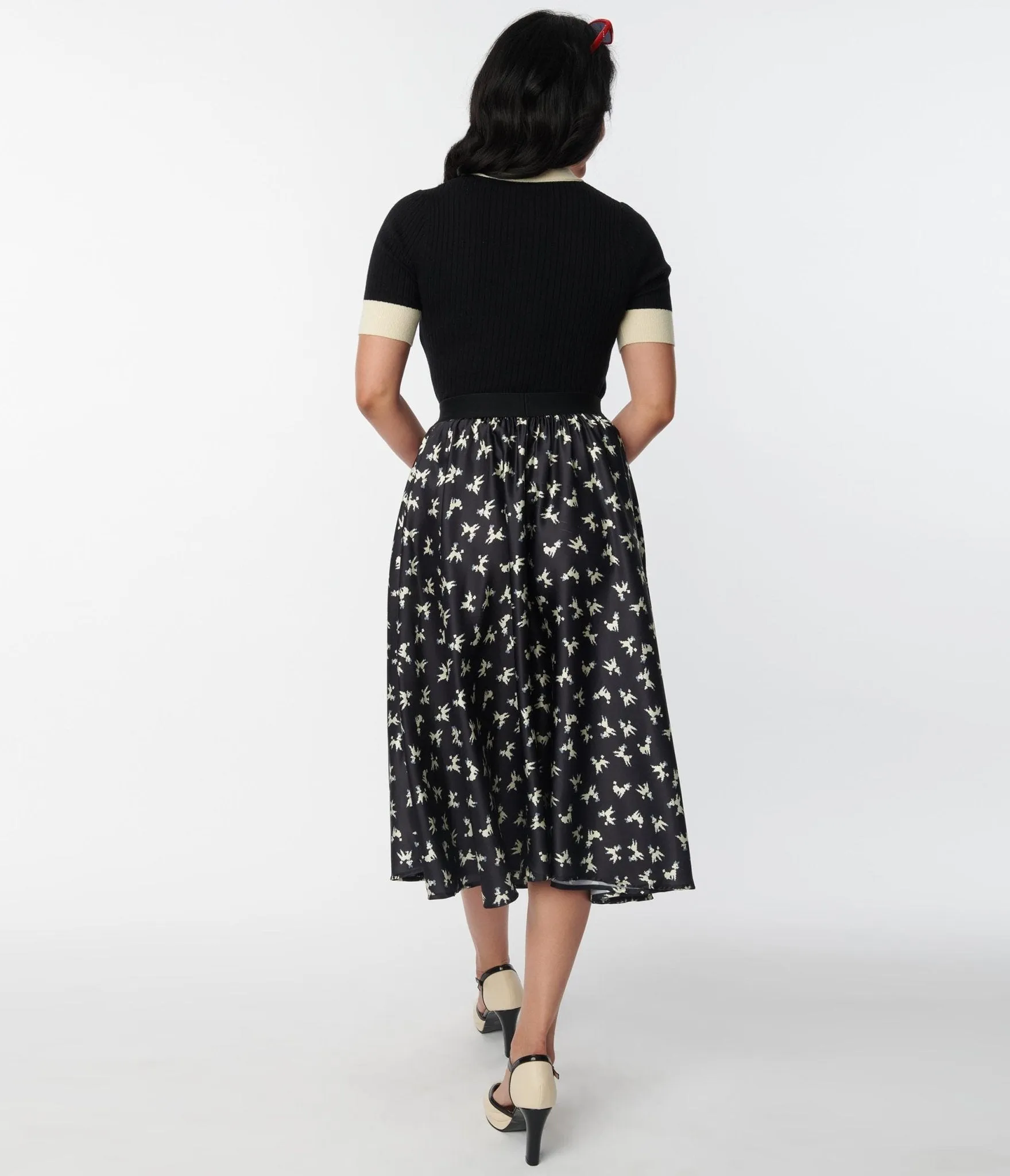 Unique Vintage Black Poodle Print Hilty Midi Skirt sold by Unique Vintage product image thumbnail 3