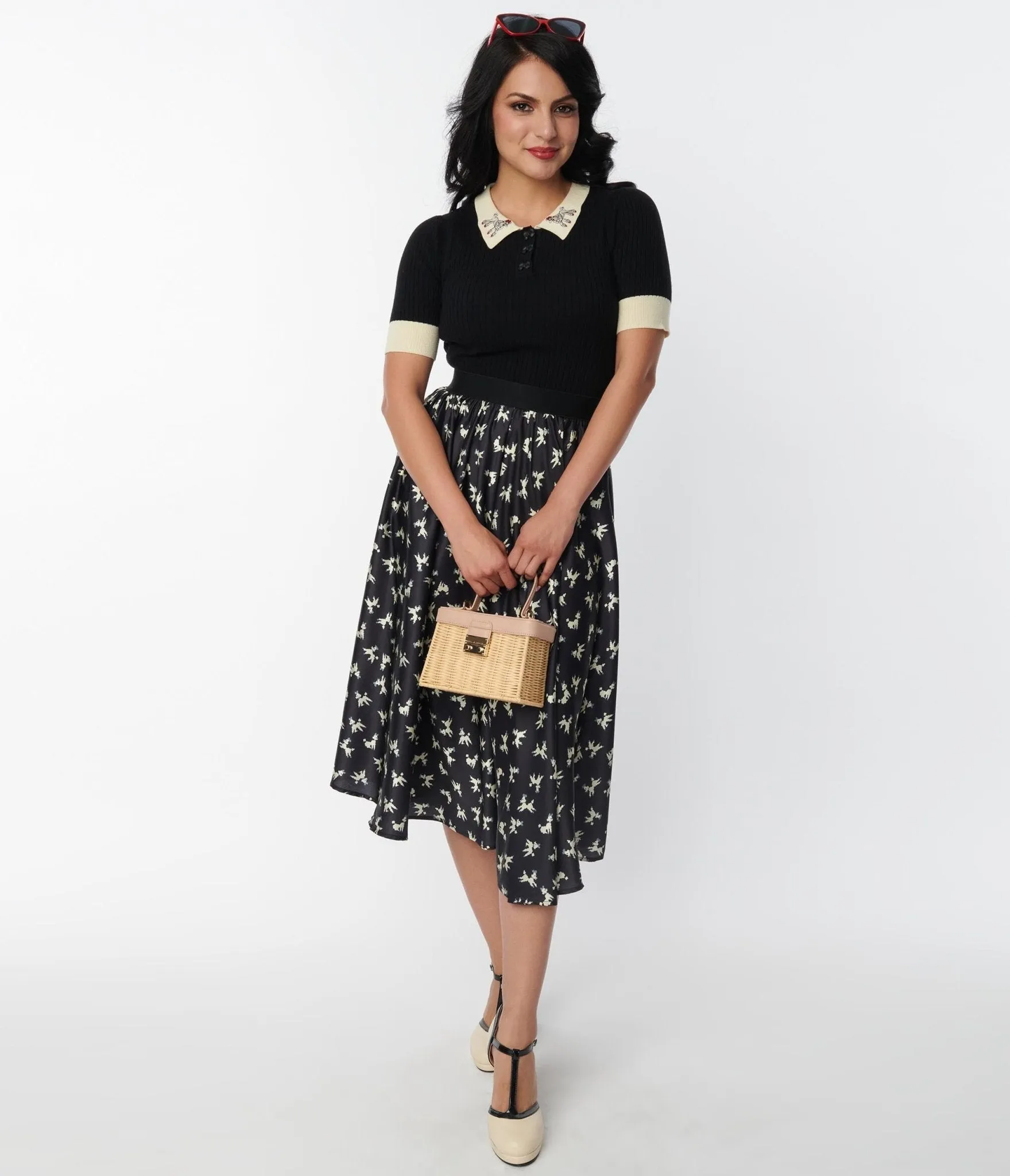 Unique Vintage Black Poodle Print Hilty Midi Skirt sold by Unique Vintage product image thumbnail 4