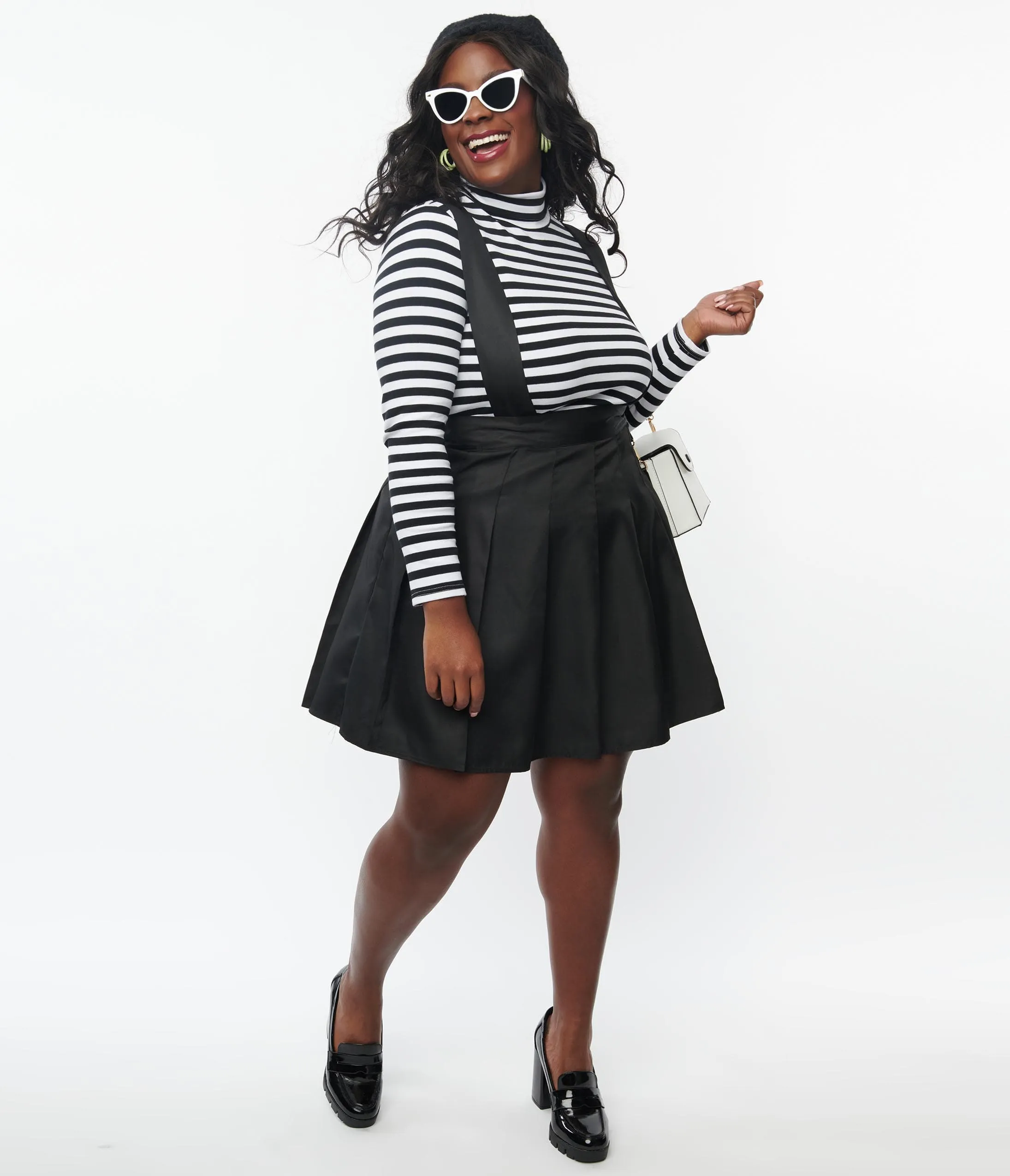 Unique Vintage Plus Size 1950s Black Pleated Suspender Mini Skirt sold by Unique Vintage product image thumbnail 3