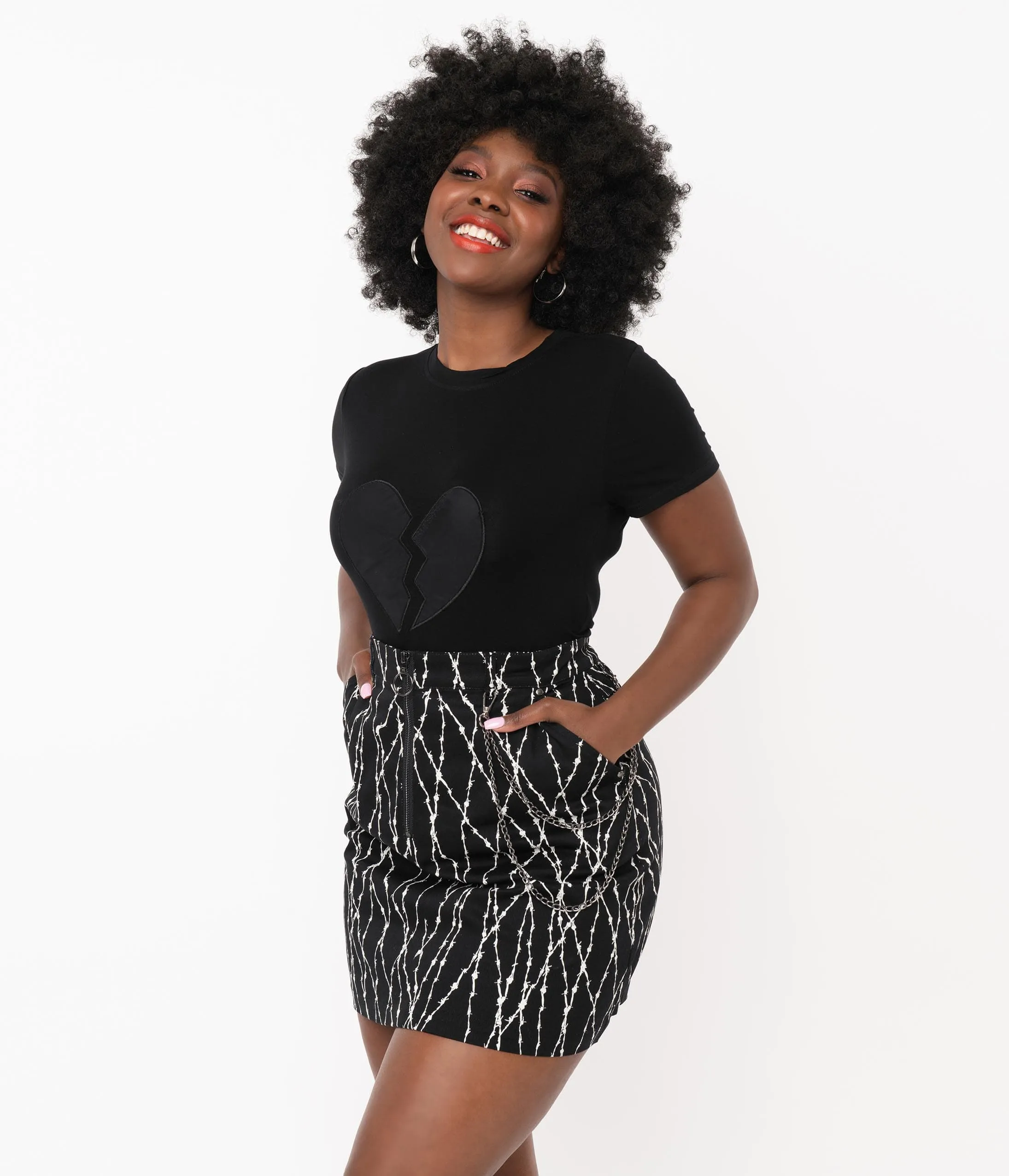 Black Broken Heart Crop Top sold by Unique Vintage product image thumbnail 4