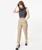 Retro Style Tan & Black Plaid High Waist Pants sold by Unique Vintage