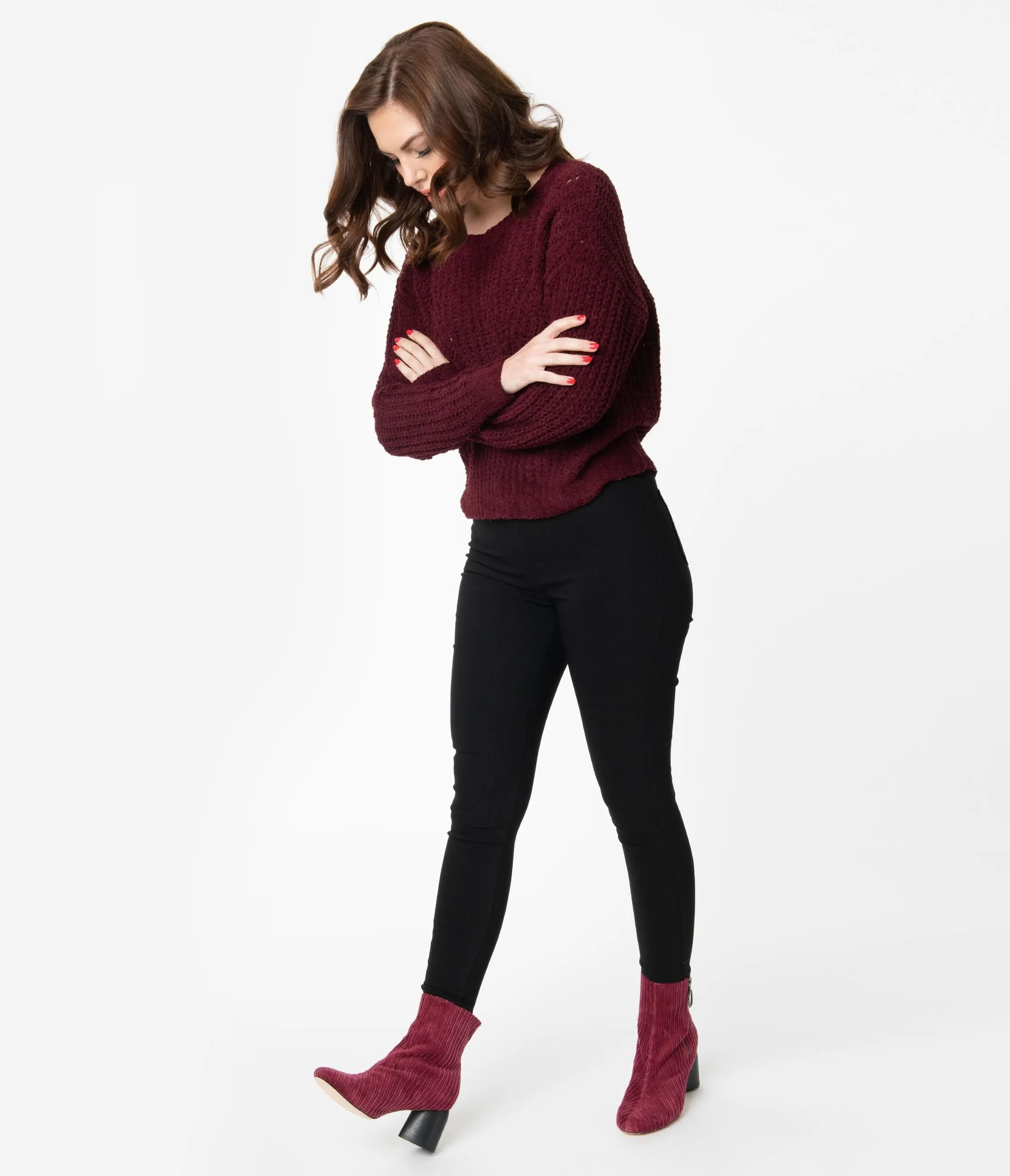 Black High Waist Cigarette Pants sold by Unique Vintage