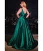 Ladivine by Cinderella Divine Plus Size Emerald Satin Prom Dress sold by Unique Vintage
