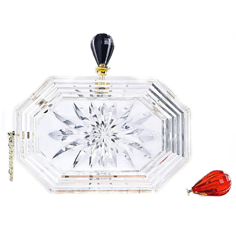Milanblocks Clear Acrylic Perfume Bottle Box Clutch Handbag sold by Unique Vintage