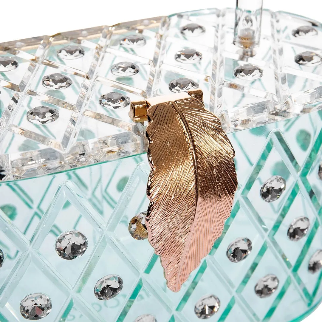 Milanblocks 1950s Spearmint Ice Crystal Acrylic Box Clutch Handbag sold by Unique Vintage product image thumbnail 4