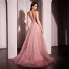 Ladivine by Cinderella Divine Blush Beaded Strapless Tulle Prom Dress sold by Unique Vintage