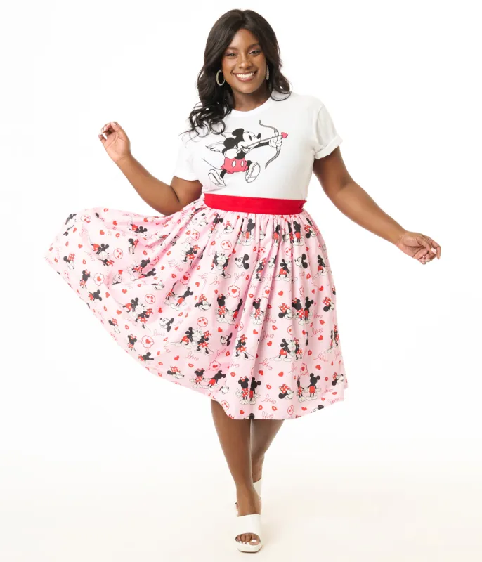 Disney Valentine Collection by Unique Vintage Plus Size Valentine Mickey & Minnie Cotton Swing Skirt sold by Unique Vintage