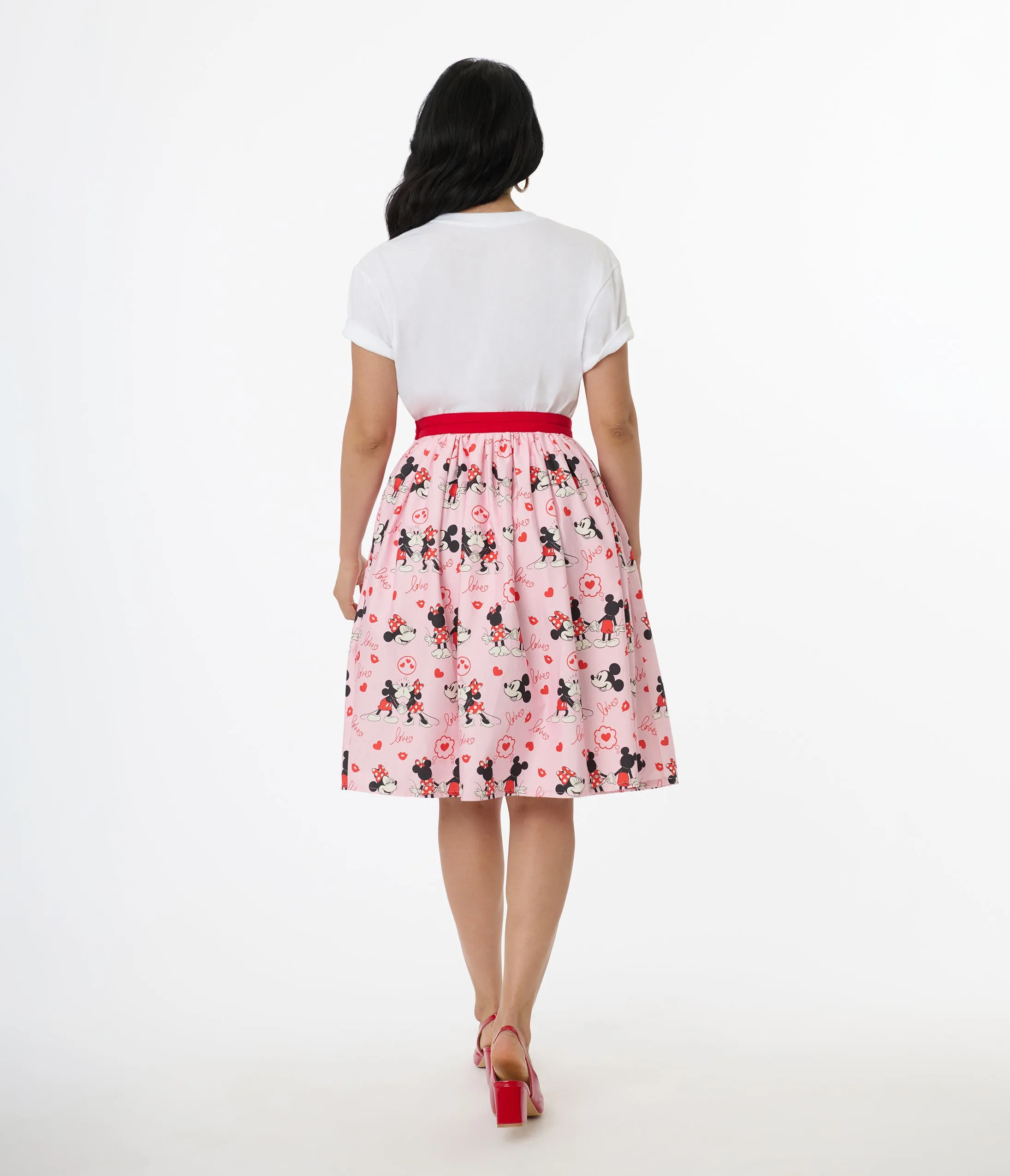 Disney Valentine Collection by Unique Vintage Valentine Mickey & Minnie Cotton Swing Skirt sold by Unique Vintage product image thumbnail 3