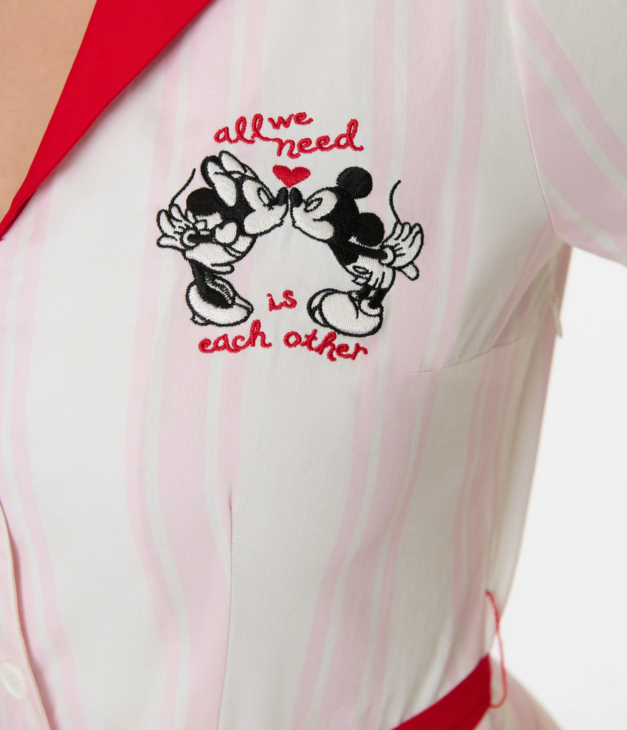 Disney Valentine Collection by Unique Vintage Red & Pink Striped Cotton Shirt Dress sold by Unique Vintage product image thumbnail 2