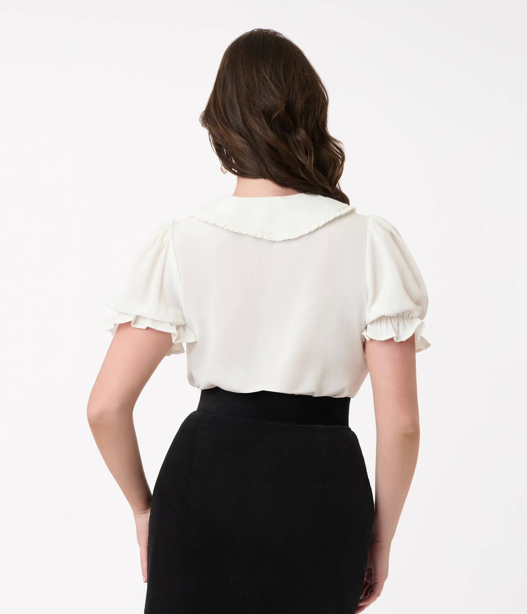 Smak Parlour Ivory Puff Sleeve Blouse sold by Unique Vintage product image thumbnail 2